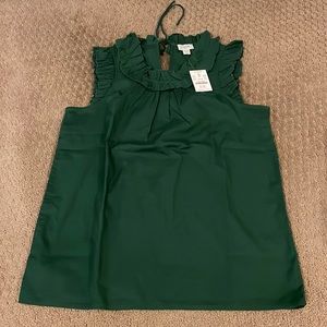 NWT J. Crew Factory Sleeveless Ruffle Top in Fern Canyon, Size XXS